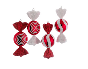 Shatterproof Red and White Candy Ornament