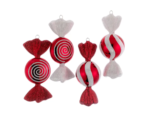 Shatterproof Red and White Candy Ornament