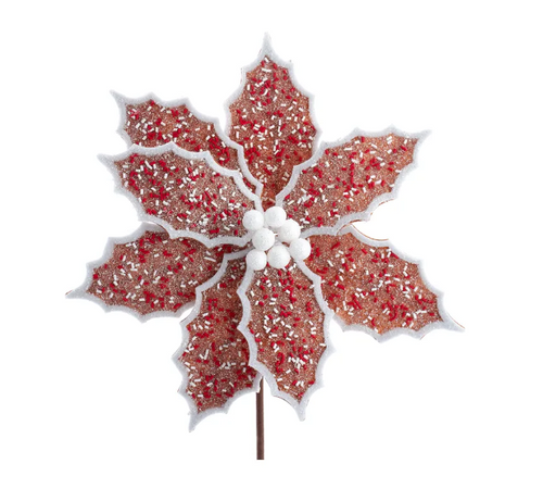 Gingerbread Poinsettia Pick With Sprinkles