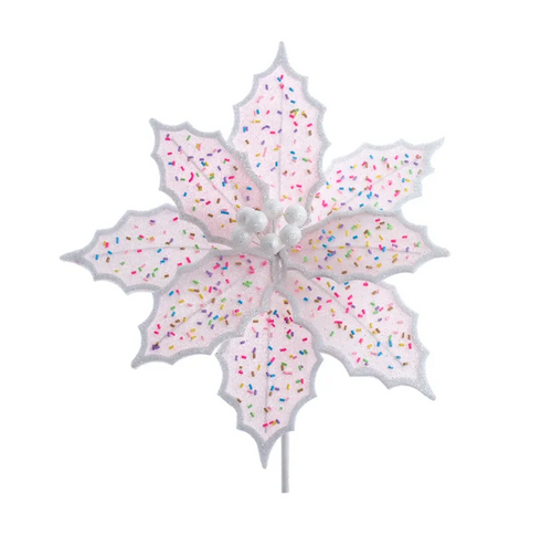 Pink Frosted Poinsettia Pick