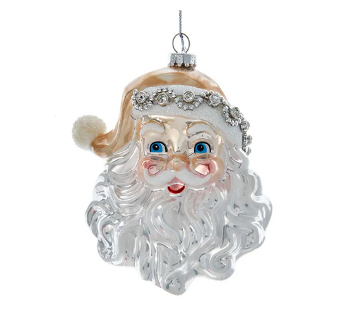 Glass Gold Santa Head Ornament