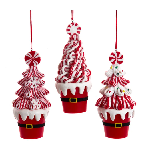 Candy Swirl Tree In Santa Bucket Ornament