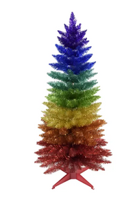 4' Un-Lit Rainbow Foil Tree