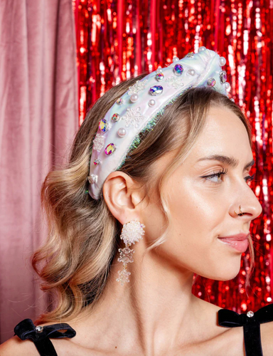 Brianna Cannon ADULT IRIDESCENT SNOWFLAKE HEADBAND WITH CRYSTALS & PEARLS