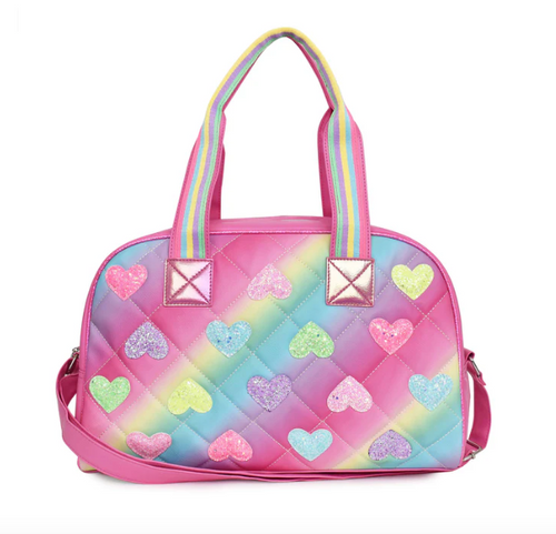 Miss Gwen's OMG Accessories Metallic Heart Patch Duffle Bag