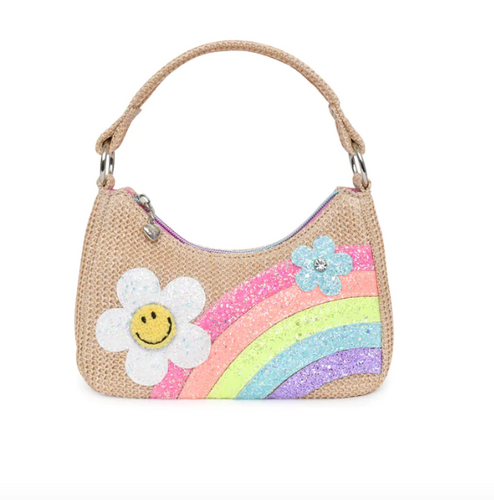 Miss Gwen's OMG Accessories Straw Daisy Rainbow Crescent Shoulder Bag