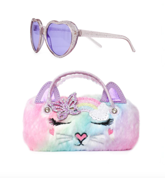 Miss Gwen's OMG Accessories Miss Bella Kitty Rainbow Ombre Plush Sunglasses & case