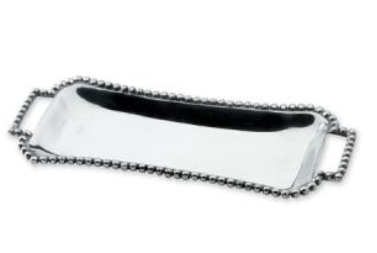 Silver Beaded Handled Tray