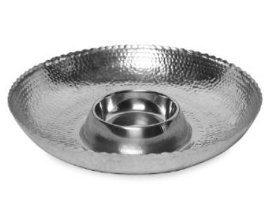 Silver Hammered Chip & Dip Server