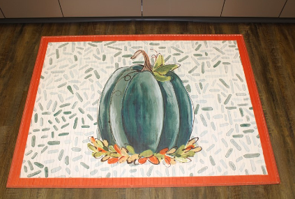 Teal Fall Pumpkin Bamboo Mat