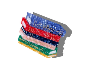 Hand-Painted Stack of Books Hair Claw Clip