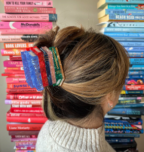 Hand-Painted Stack of Books Hair Claw Clip