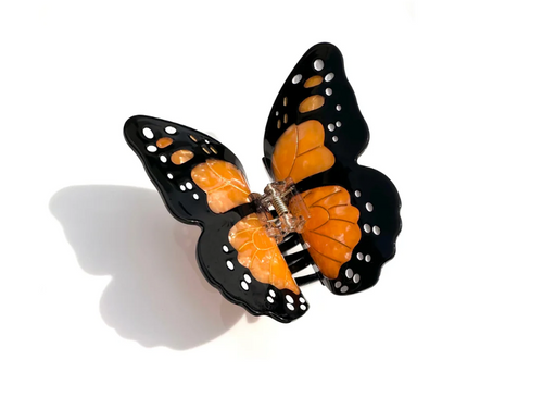 Hand-Painted Orange Monarch Butterfly Hair Claw Clip
