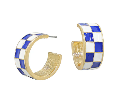 Blue and White Checkered and Gold