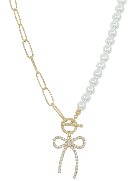 Gold Chain and Pearl Chain with Pearl Necklace