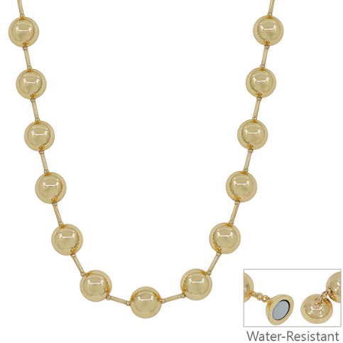 Gold Beaded with Gold Chain Necklace