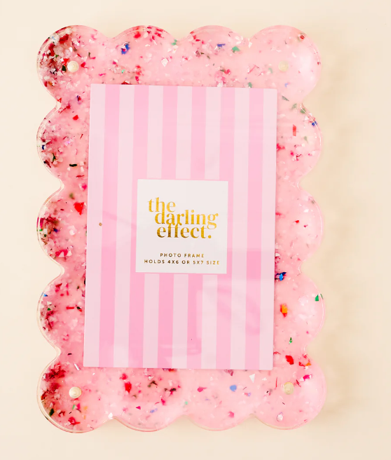 Confetti Pink Rectangle Scalloped Acrylic Frame - Thumbnail 3