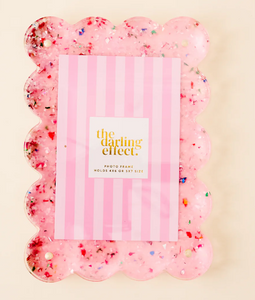 Confetti Pink Rectangle Scalloped Acrylic Frame - Thumbnail 4
