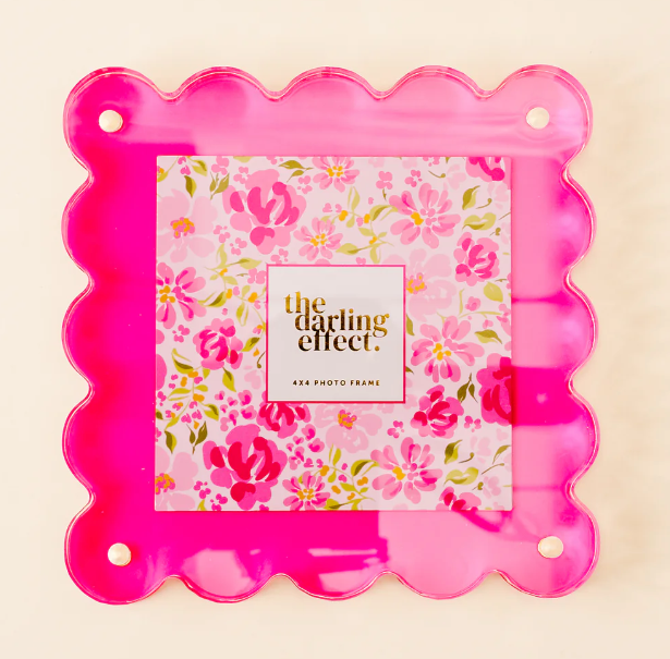 Hot Pink Square Scalloped Acrylic Frame