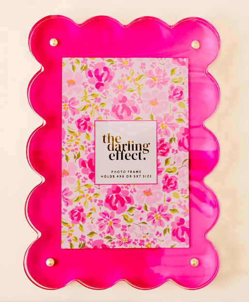Confetti Pink Rectangle Scalloped Acrylic Frame