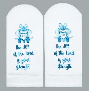 Standing on the Word Socks Crest with Bible Verse: Nehemiah 8:10 Joy of the Lord