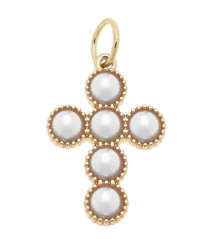 Pearl Cross Charm