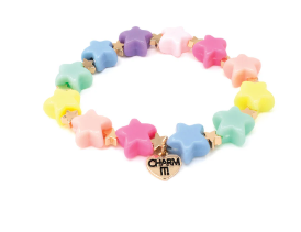 Gold Pastel Star Stretch Bead Bracelet Charm It!