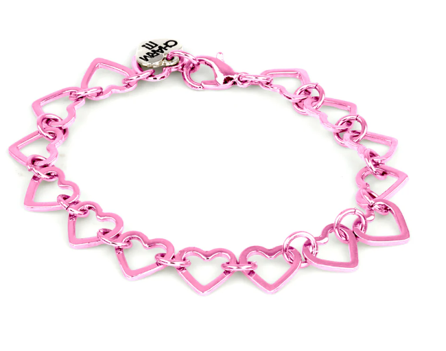 Pink Heart Chain Bracelet Charm It!