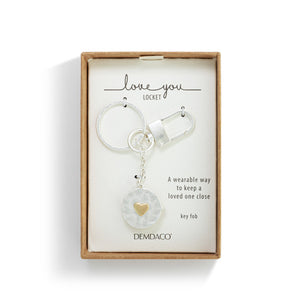 Silver Love You Locket Keychain