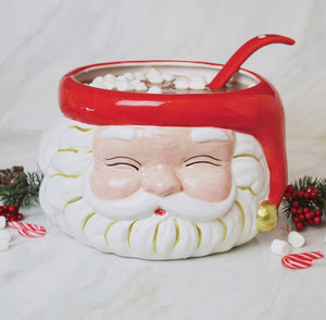 RED SANTA PUNCH BOWL WITH LADLE