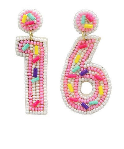 Beaded Sweet 16th Birthday Earrings