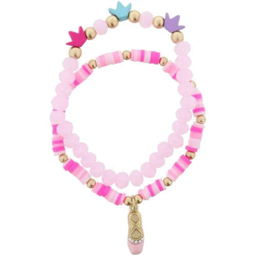 Kids Crown & Ballet Slipper Bracelet Set