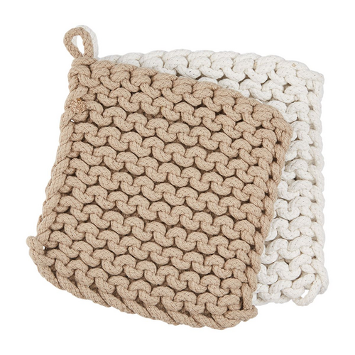 Taupe & White Crochet Potholder