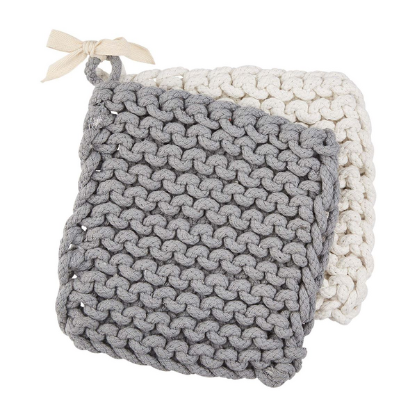 Gray & White Crochet Pot Holder
