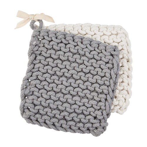 Gray & White Crochet Pot Holder