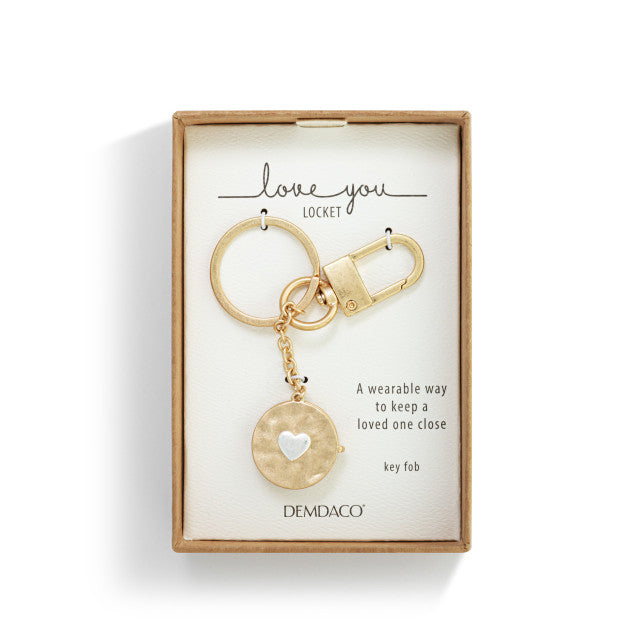 Gold Love You Locket Keychain