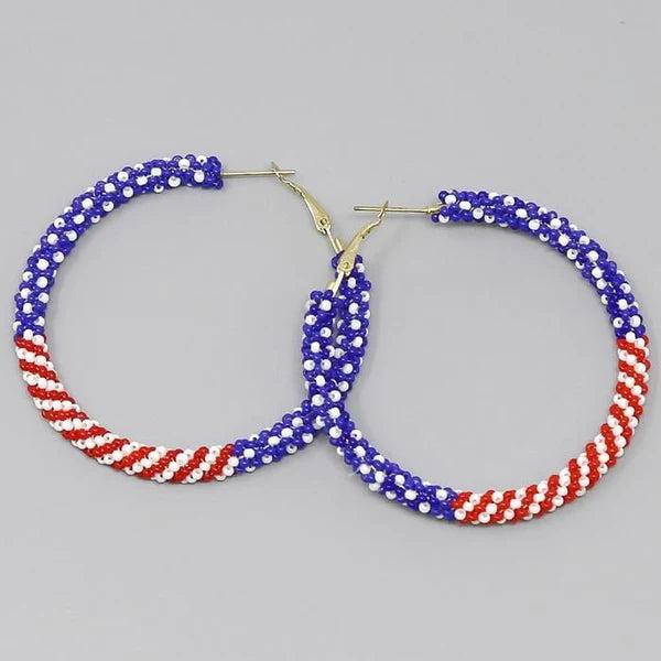 American Flag Beaded Fourth of July Earrings