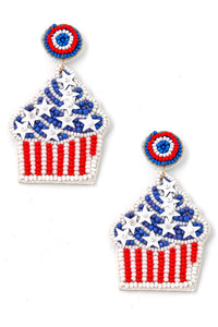 Patriotic Cupcake Beaded Fourth of July Earring