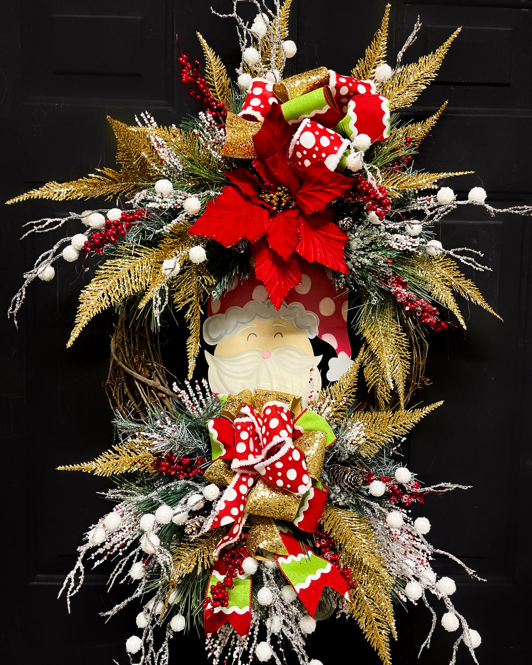 A Berry Merry Santa Christmas Wreath