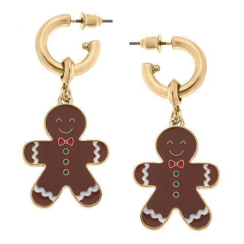 Christmas Enamel Gingerbread man earrings