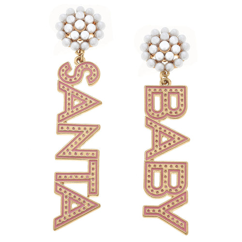 Noelle Enamel Pink Santa Baby Earrings