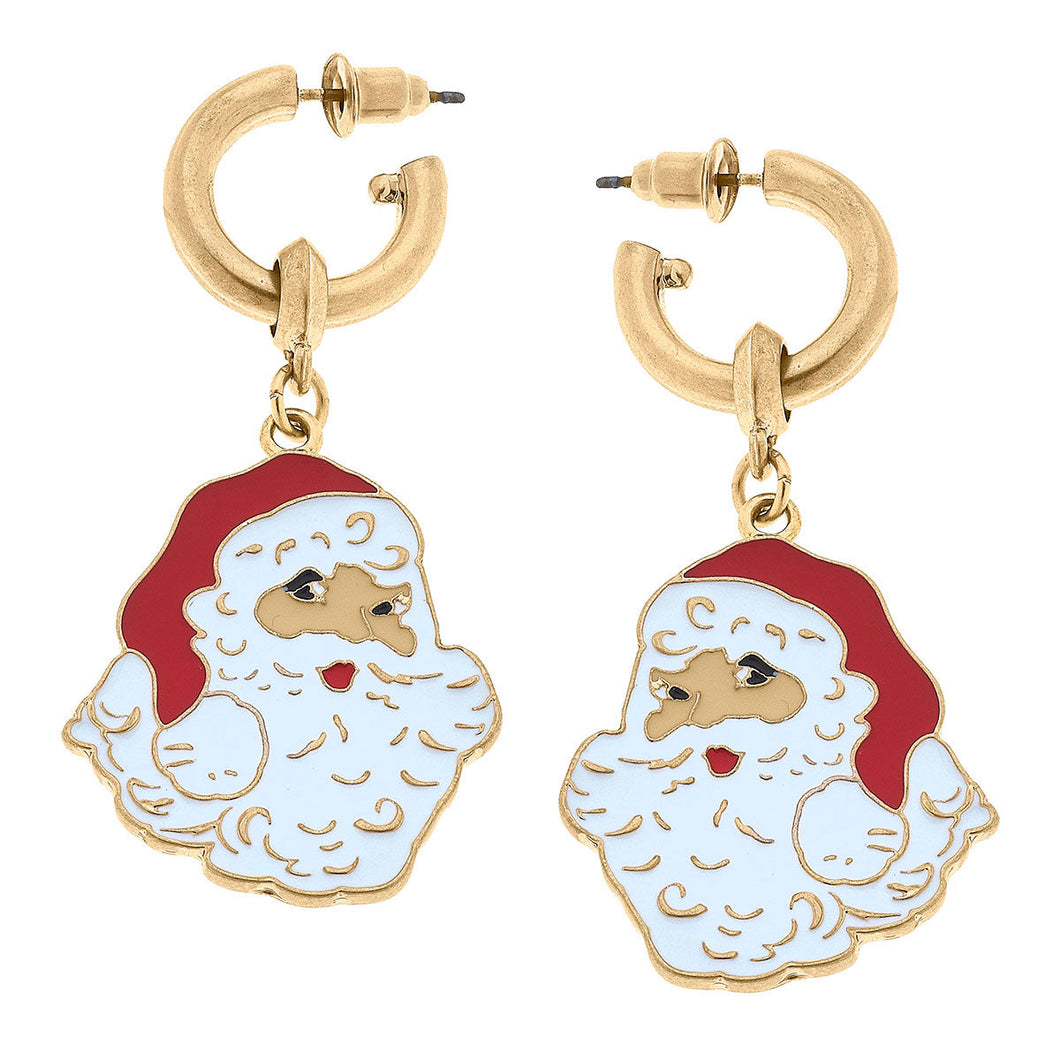 Christmas enamel Santa Claus earrings