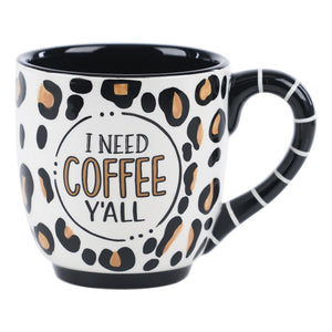 Glory Haus "I need coffee y'all" Cheetah Mug