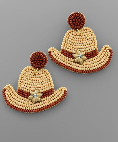 Beaded Cowboy Hat Earrings