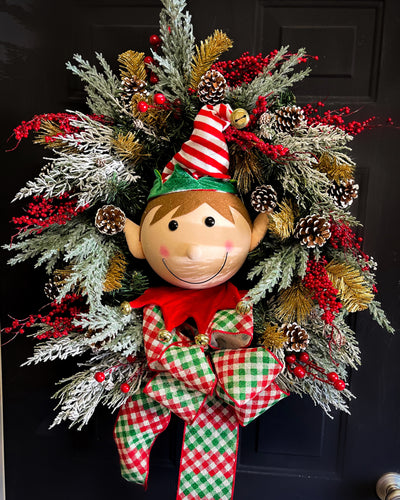 Elf In Your Wreath Christmas Wreath