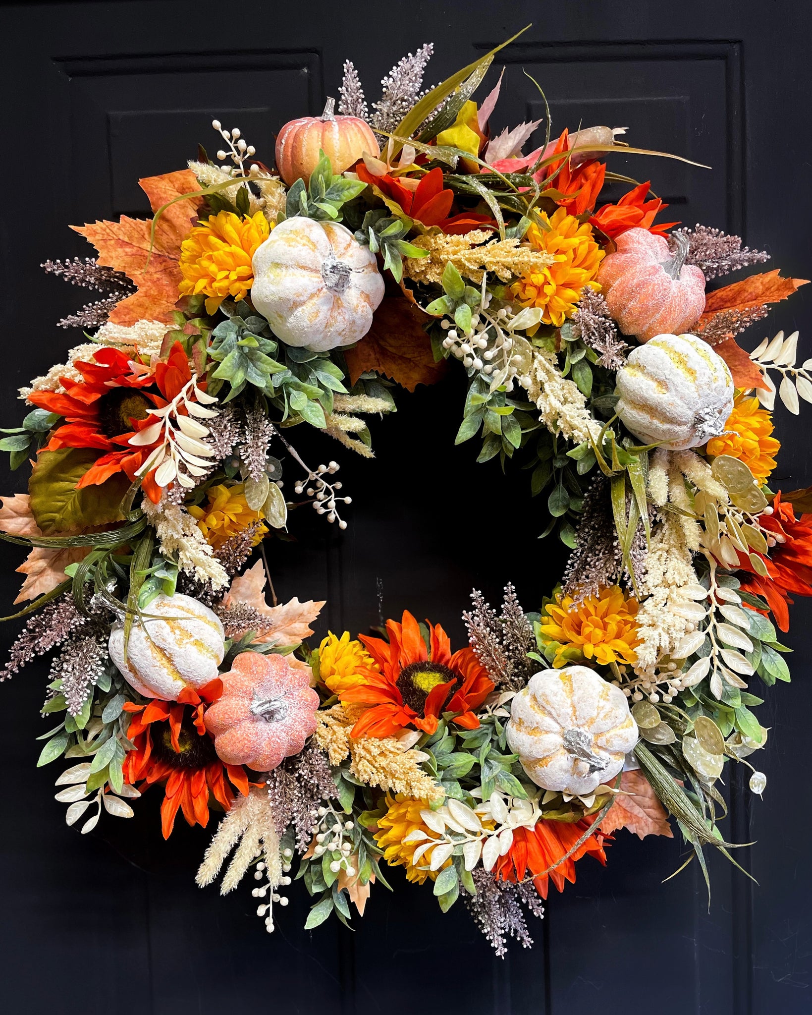 Orange Sunflowers Round Wreath