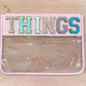 "Things" Clear Chenille Letter Pouch
