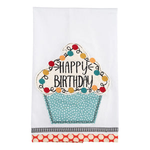 Glory Haus "Happy Birthday" Colorful Cupcake Tea Towel