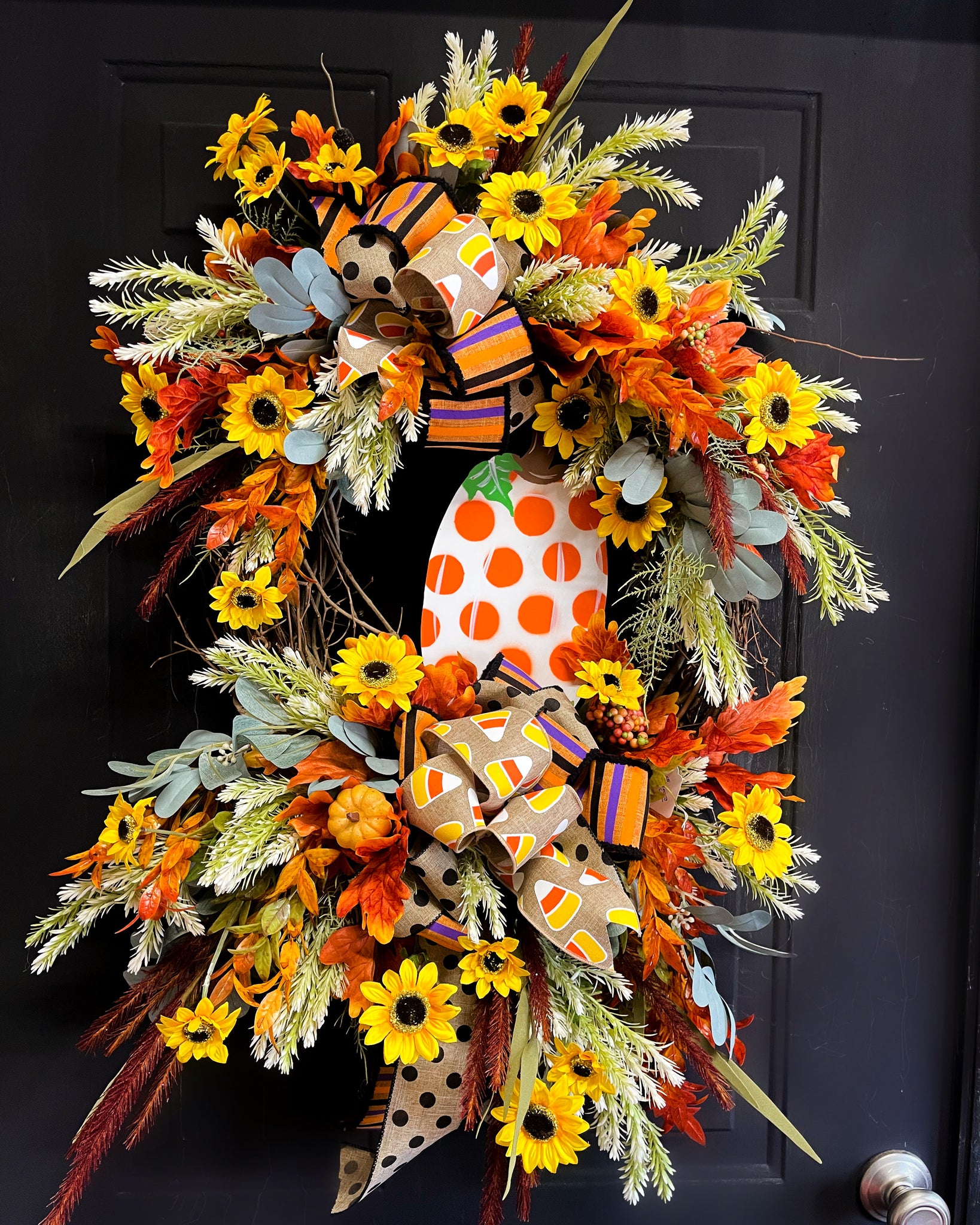 Happy Polka Dot Pumpkin Wreath
