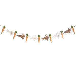 Wood Bunny Embossed Carrot Easter Garland